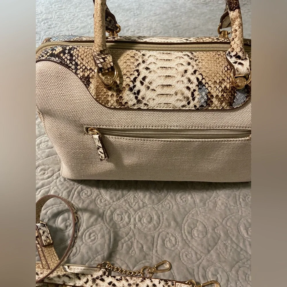 Faux Snakeskin and Cloth Metallic Anne Klein Purse - Picture 9 of 16